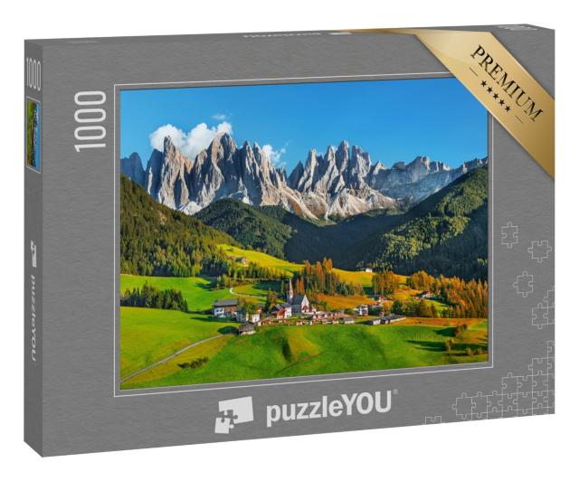 Puzzle 1000 Teile „Santa Maddalena mit magischen Dolomiten, Südtirol, Italien“