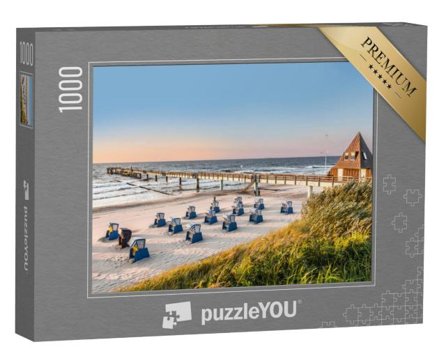 Puzzel 1000 stukjes „Strandstoelen: foto van de vroege ochtend aan de Baltische Zee“