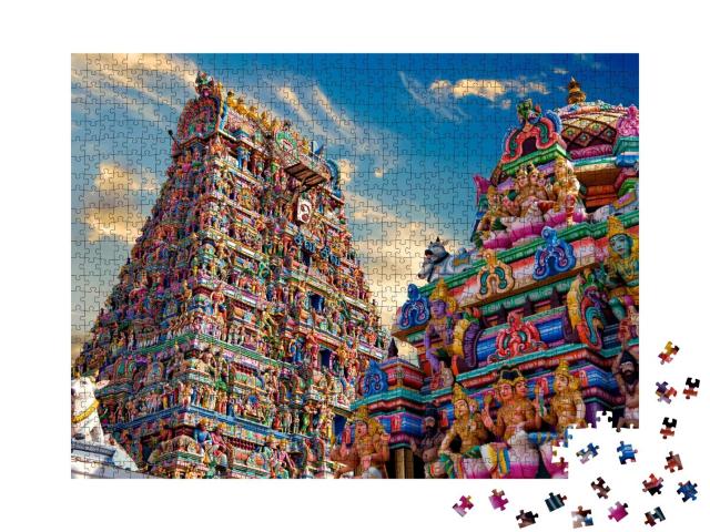 Puzzle 1000 Teile „Bunte Gopura im hinduistischen Kapaleeshwarar-Tempel, Indien“