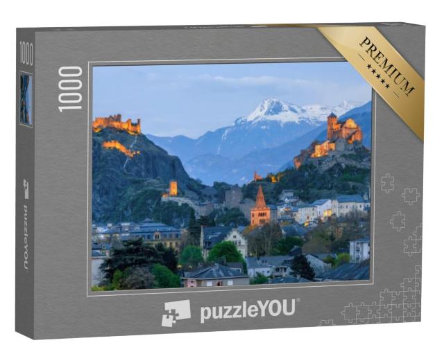 Puzzel 1000 stukjes „De historische stad Sion met zijn twee kastelen“