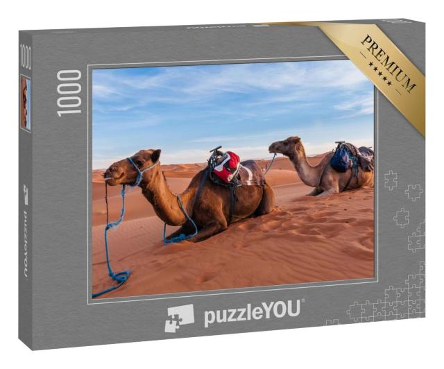 Puzzle 1000 Teile „Kamelkarawane in der Sahara von Marokko“