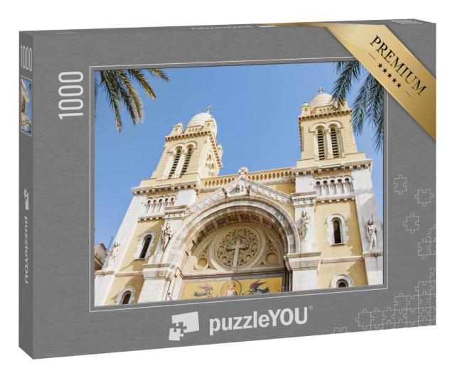 Puzzle „Ville Nouvelle: Blick auf die Kathedrale Heiliger Vinzenz von Paul, Tunis, Tunesien“
