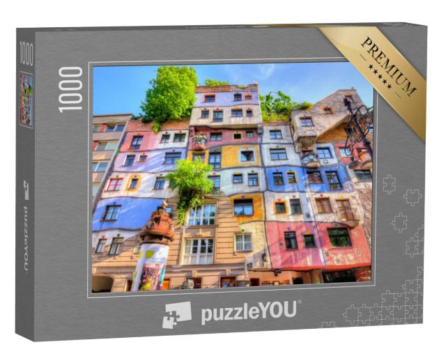 Puzzel 1000 stukjes „Hundertwasser Huis in Wenen, Oostenrijk“