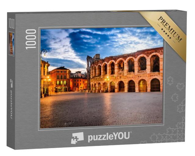 Puzzel 1000 stukjes „Betoverende zonsondergang boven het amfitheater in Verona, Italië“