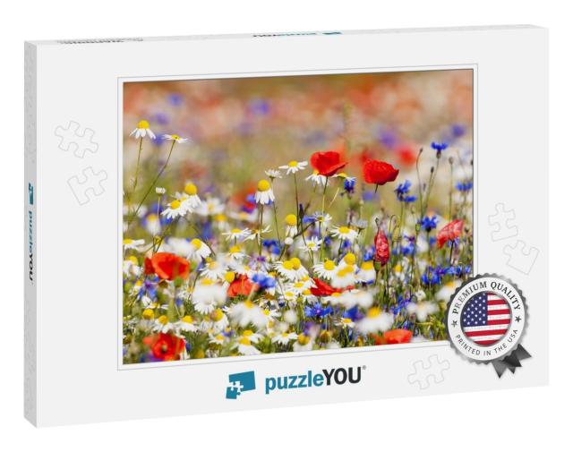 Abundance of Blooming Wild Flowers on the Meadow At Sprin... Jigsaw Puzzle