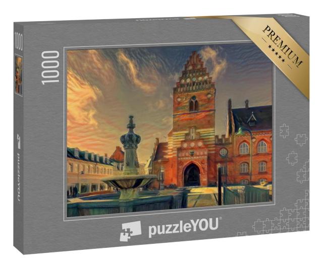 Puzzle 1000 Teile „im Stil von Edvard Munch, Der Schrei - Rathaus in Roskilde - Puzzle-Kollektion Künstler & Gemälde“