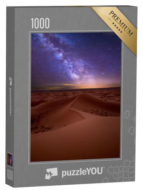 Puzzel 1000 stukjes „Melkweg boven de Erg Chebbi duinen in de Sahara woestijn in Marokko“