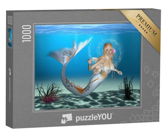 Puzzel 1000 stukjes „Zeemeermin in de blauwe fantasieoceaan“