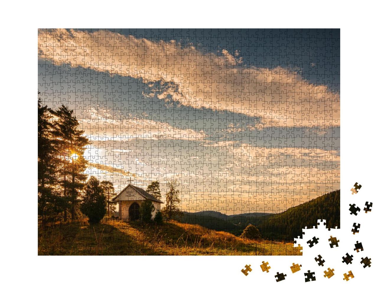 Puzzle 1000 Teile „Abendstimmung über den Hügeln des Erzgebirges“