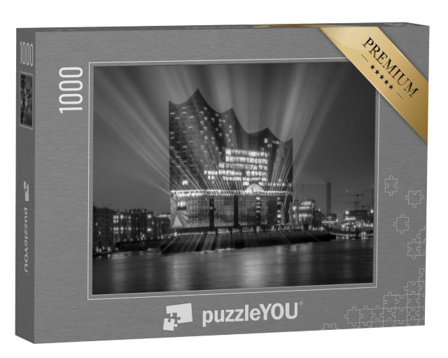 Puzzel 1000 stukjes „Panorama van de haven van Hamburg bij nacht“