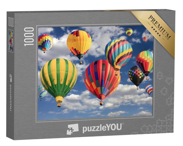 Puzzel 1000 stukjes „Kleurrijke heteluchtballonnen in de blauwe lucht“