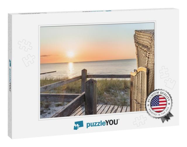 Sunset & Beach Chair At the Baltic Sea Beach... Jigsaw Puzzle