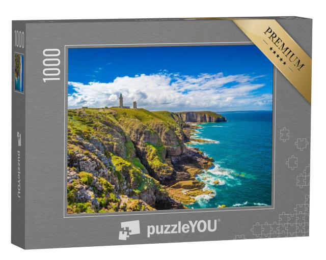 Puzzel 1000 stukjes „Kust met vuurtoren: schiereiland Cap Frehel in Bretagne, Frankrijk“