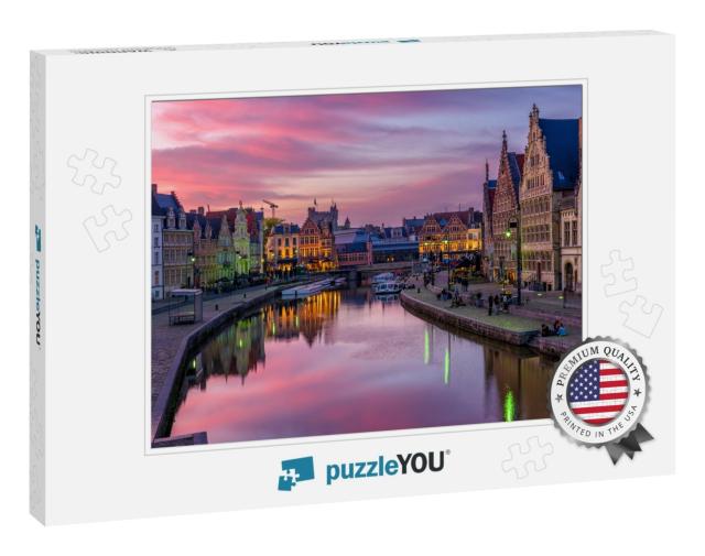 View of Graslei, Korenlei Quays & Leie River in the Histo... Jigsaw Puzzle