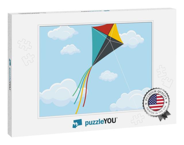 Paper Kite on Blue Sky Vector Design Illustration... Jigsaw Puzzle