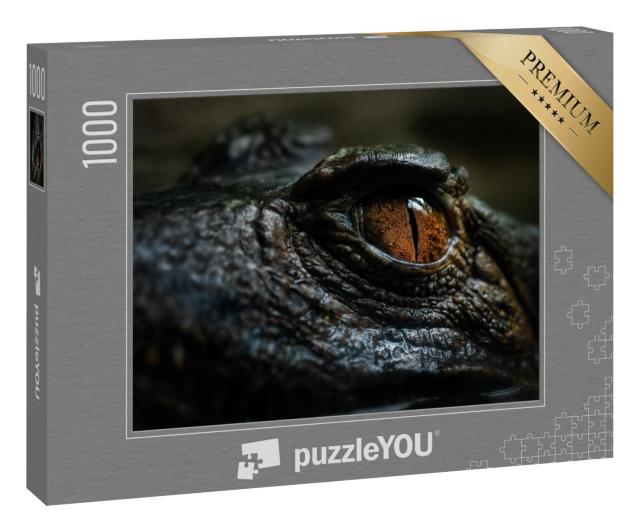 Puzzle 1000 Teile „Augendetail eines kleinen südamerikanischen Krokodils, Brasilien“