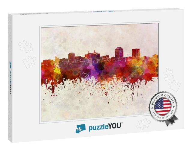 Colorado Springs Skyline in Watercolor Background... Jigsaw Puzzle