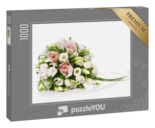 Puzzle 1000 Teile „Blumenstrauß, weißer Hintergrund“