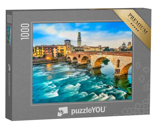 Puzzel 1000 stukjes „Adige en Ponte di Pietra in Verona, Italië“