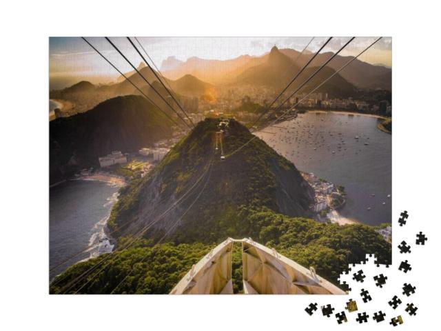 Puzzel 1000 stukjes „Kabelbaan op de Suikerbroodberg, Rio De Janeiro, Brazilië“