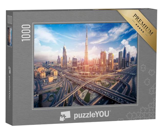 Puzzel 1000 stukjes „Dubai skyline met de prachtige stad“