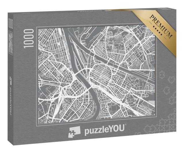 Puzzle 1000 Teile „Urbaner Vektor-Stadtplan von Mannheim, Deutschland“