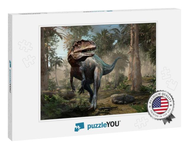 Acrocanthosaurus Forest Scene 3D Illustration... Jigsaw Puzzle