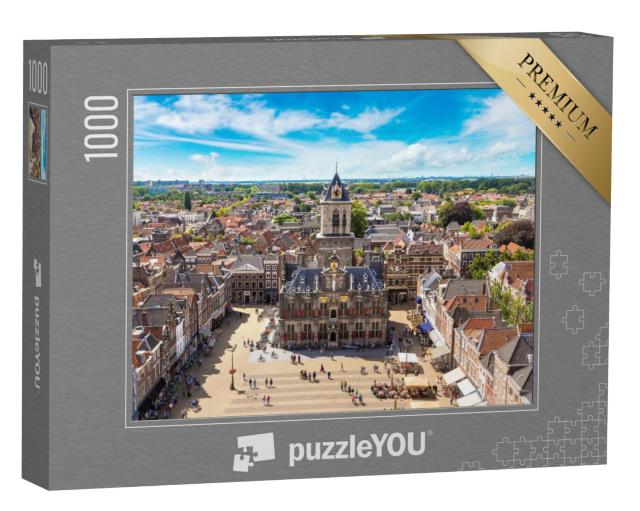 Puzzel 1000 stukjes „Panoramisch uitzicht op Delft Nederland“