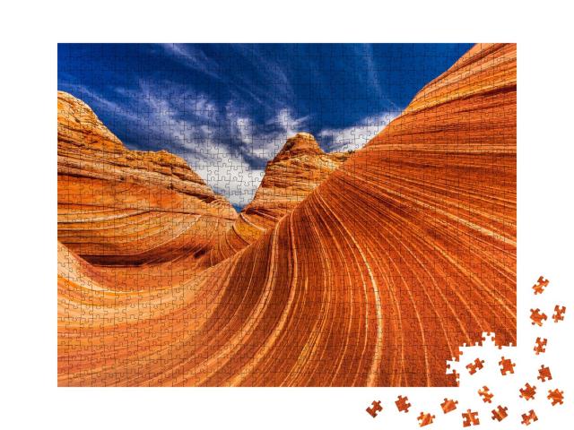 Puzzle 1000 Teile „Versteinerte Sanddünen, bekannt als die "Welle" nahe der Grenze zwischen Utah und Arizona“