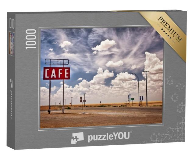 Puzzel 1000 stukjes „Café uithangbord langs de historische Route 66 in Texas“