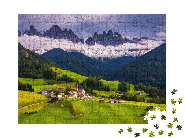 Puzzle 1000 Teile „St. Magdalena Dorf im Val di Funes Tal, Südtirol“