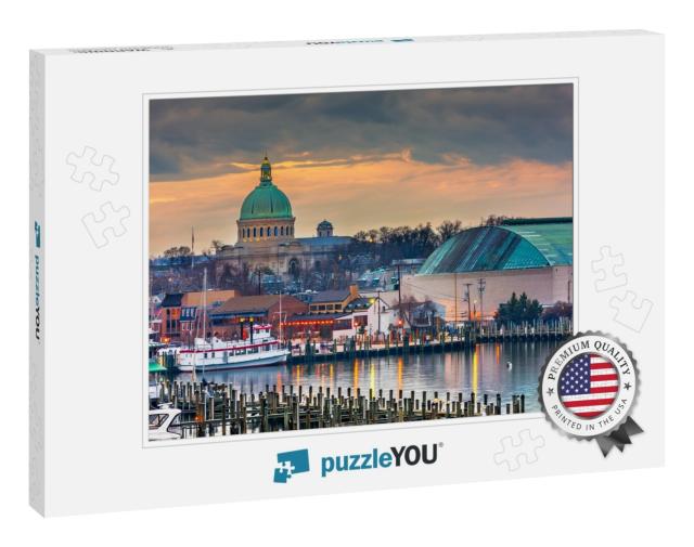 Annapolis, Maryland, USA Town Skyline At Chesapeake Bay wi... Jigsaw Puzzle