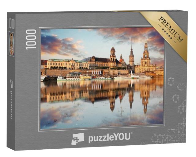 Puzzel 1000 stukjes „Panorama van de oude stad van Dresden aan de overkant van de Elbe“