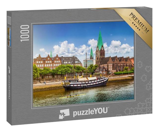 Puzzle 1000 Teile „Historische Stadt Bremen an der Weser, Deutschland“