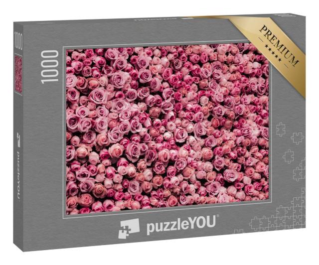 Puzzle 1000 Teile „Ein Blütenmeer von rosa Rosen“
