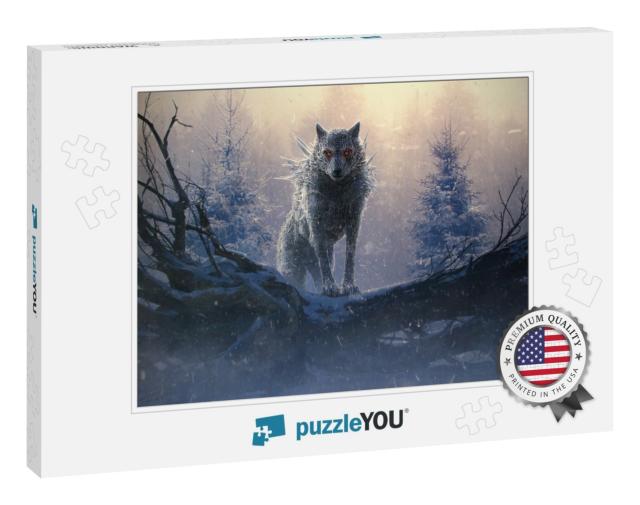 Illustration of Fenrir, the Giant Ice Wolf of the Norse M... Jigsaw Puzzle