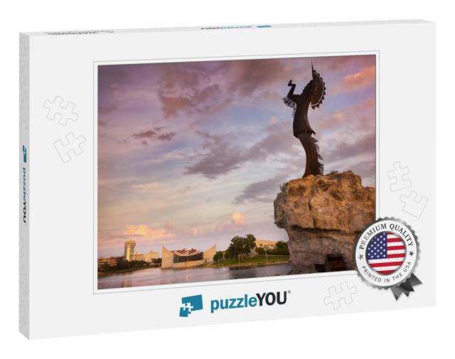 A Warm, Beautiful Sunset Along the Arkansas River in Wich... Jigsaw Puzzle