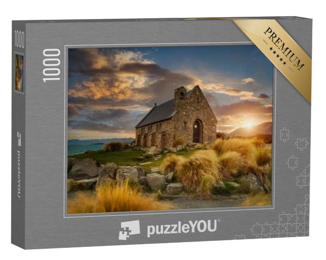 Puzzel 1000 stukjes „Natuurspektakel bij de Kerk van de Goede Herder, Nieuw-Zeeland“