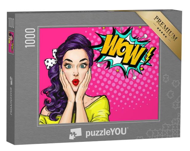 Puzzel 1000 stukjes „Pop-art: Vrouw met een WOW-gezicht“