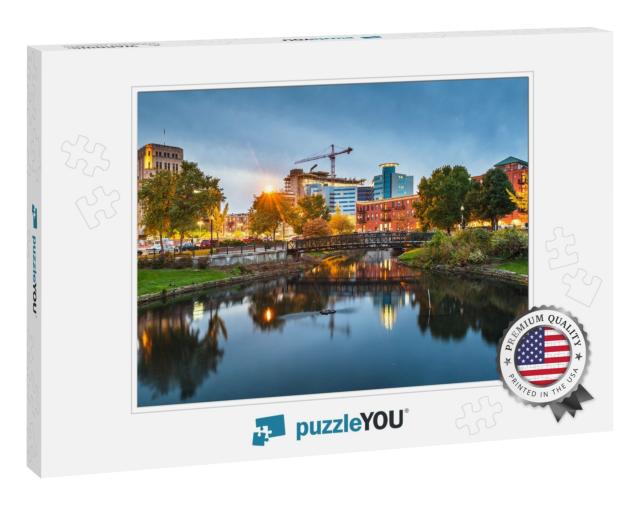 Kalamazoo, Michigan, USA Downtown Cityscape & Park At Dusk... Jigsaw Puzzle