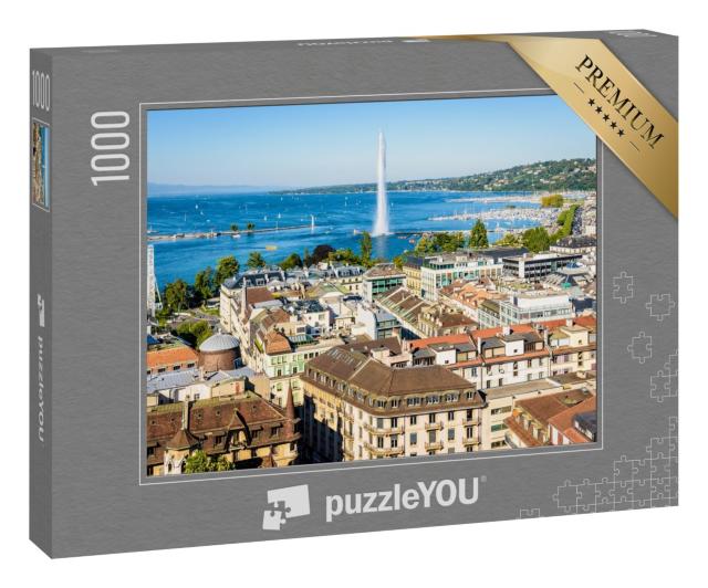 Puzzle 1000 Teile „Blick über Genf und den Genfer See, Schweiz“