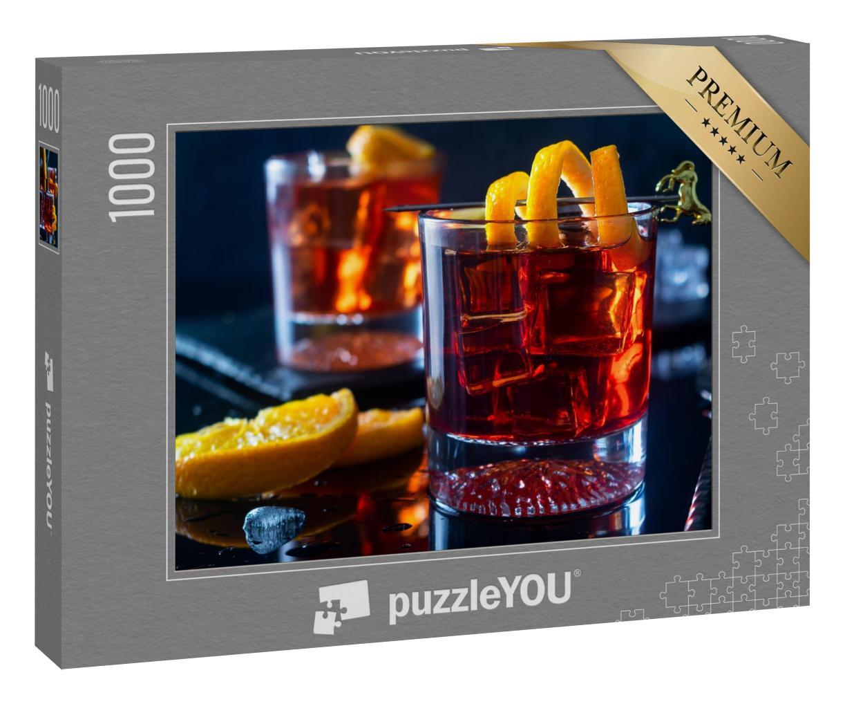 Puzzle 1000 Teile „Negroni-Cocktail mit Orangen und Dekoration“