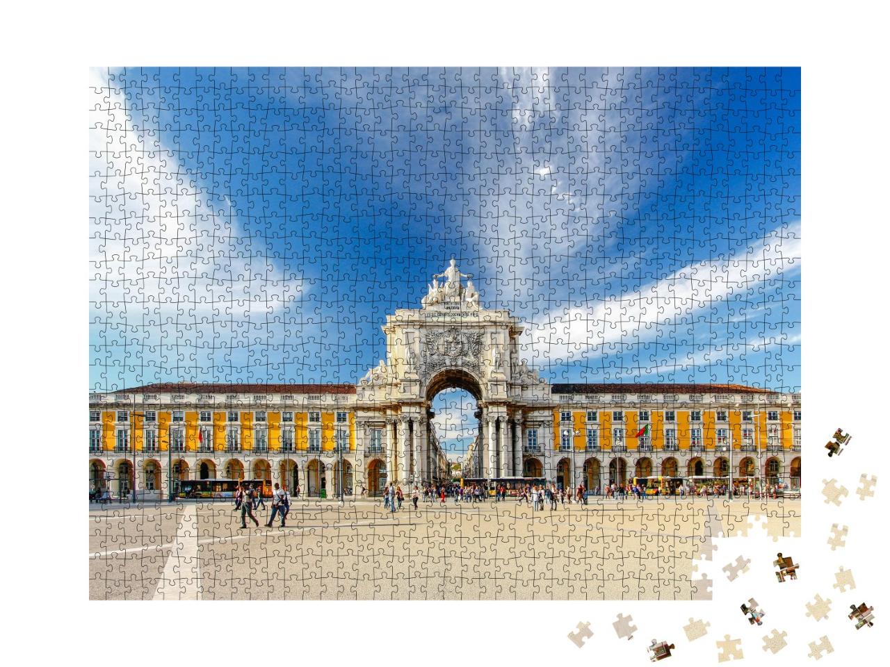 Puzzle 1000 Teile „Berühmter Bogen an der Praca do Comercio in Lissabon“