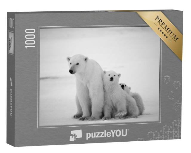 Puzzel 1000 stukjes „Ijsbeer met welpen“