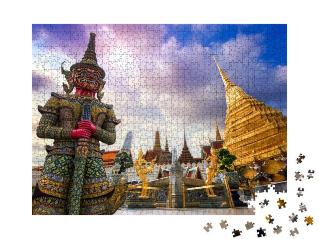 Puzzle 1000 Teile „Atemberaubender Wat Phra Kaew, Tempel des Smaragdbuddhas Bangkok, Thailand“