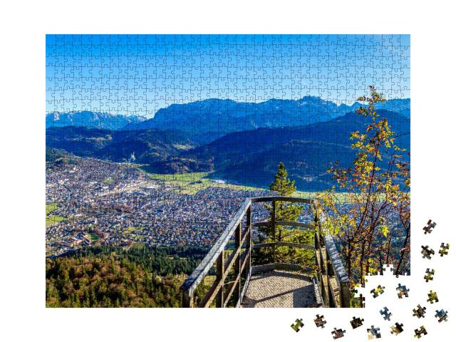 Puzzle 1000 Teile „Kramerberg und Felsen-Kanzel, Garmisch-Partenkirchen, Bayern“