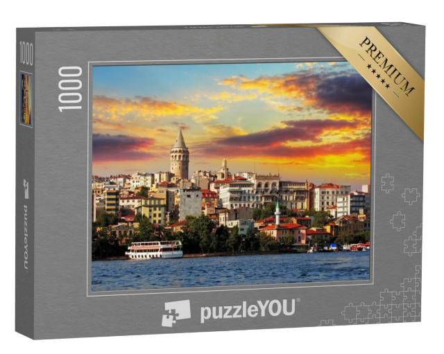 Puzzel 1000 stukjes „Zonsondergang in de wijk Galata in Istanbul“