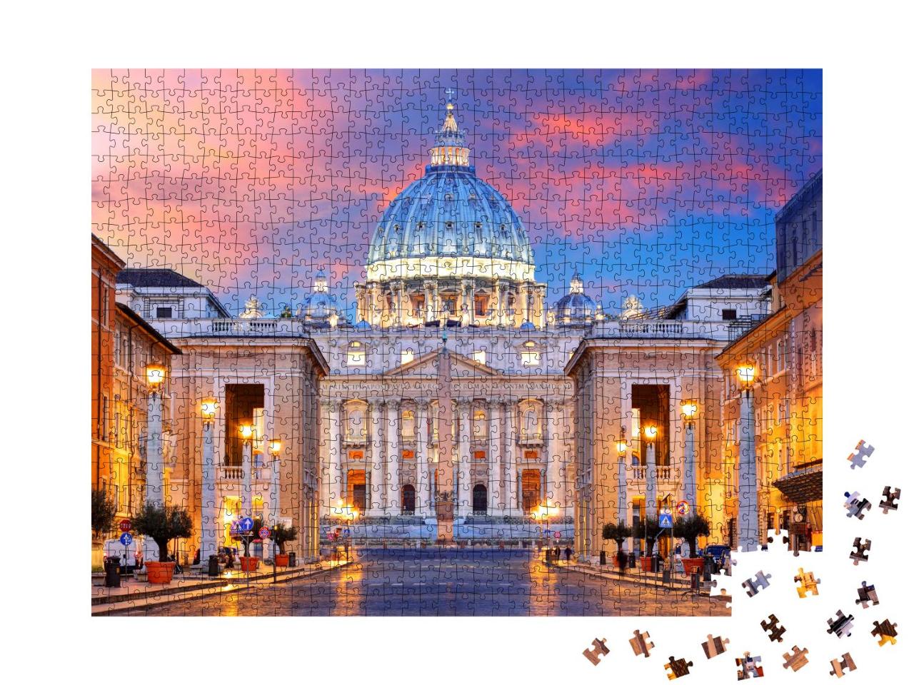 Puzzle 1000 Teile „Rom: Vatikanstadt im Licht der untergehenden Sonne“