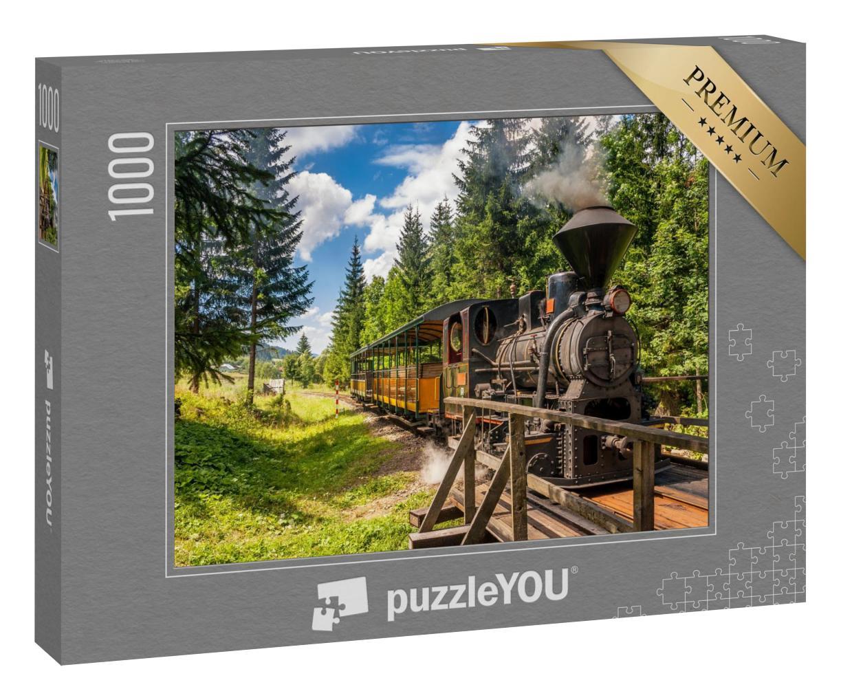 Puzzle 1000 Teile „Historische Dampflokomotive in der Slowakei“