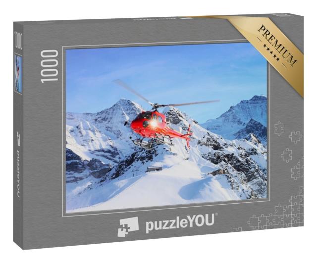 Puzzle 1000 Teile „Rettungshubschrauber in den Schweizer Alpen“